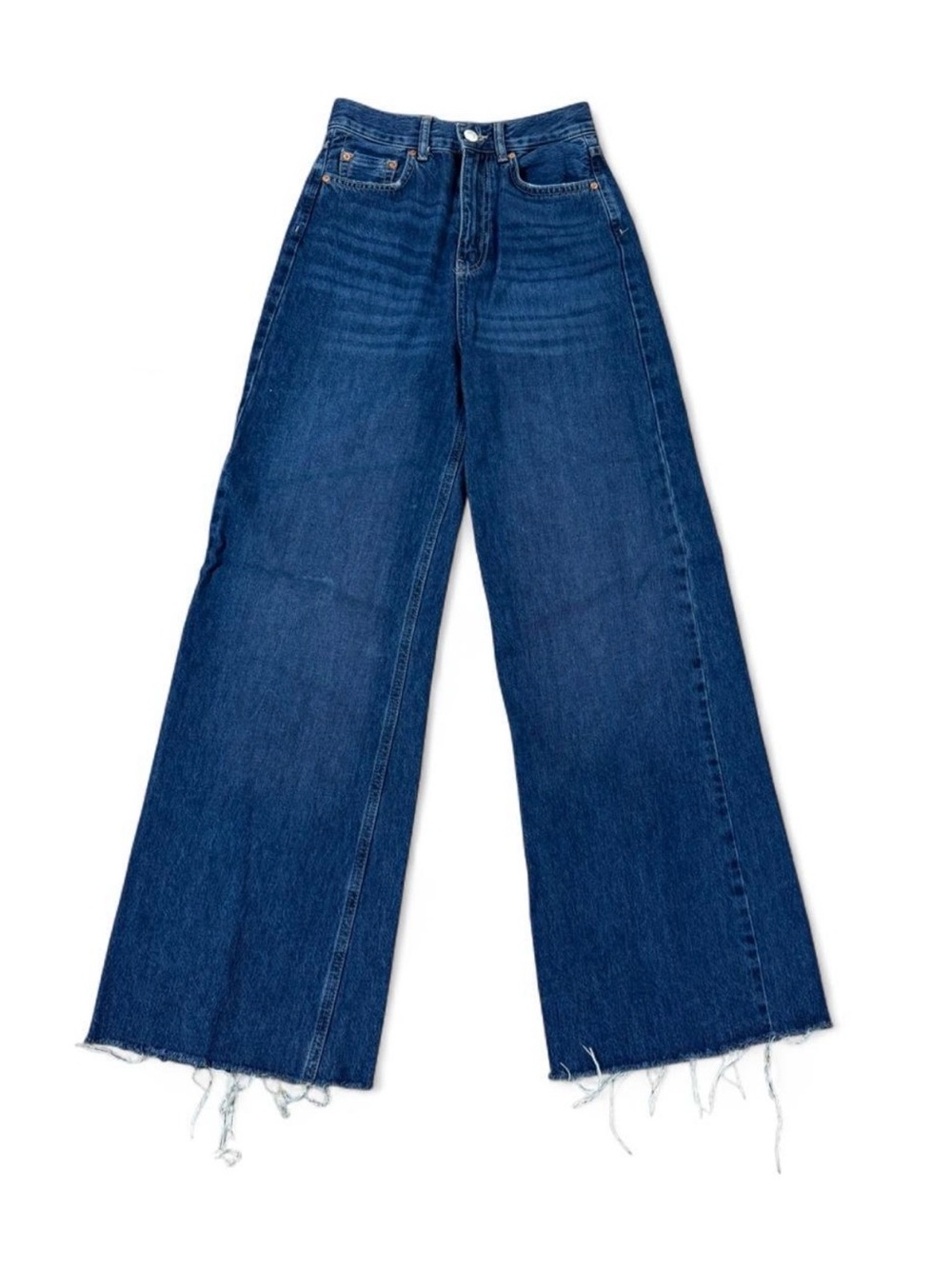 stradivarius Dark Blue Wide-Leg High-Rise Jeans